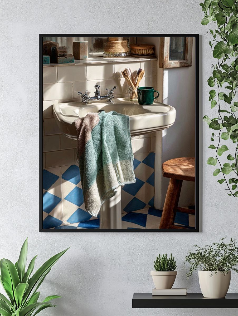 Sunlit Vintage Sink Interior Print. — room view 4