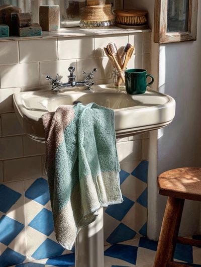 Sunlit Vintage Sink Interior Print. poster print