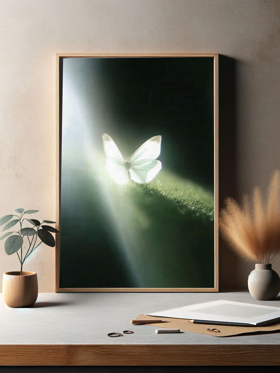 Butterfly Lightbeam Photography Poster. — room view 2