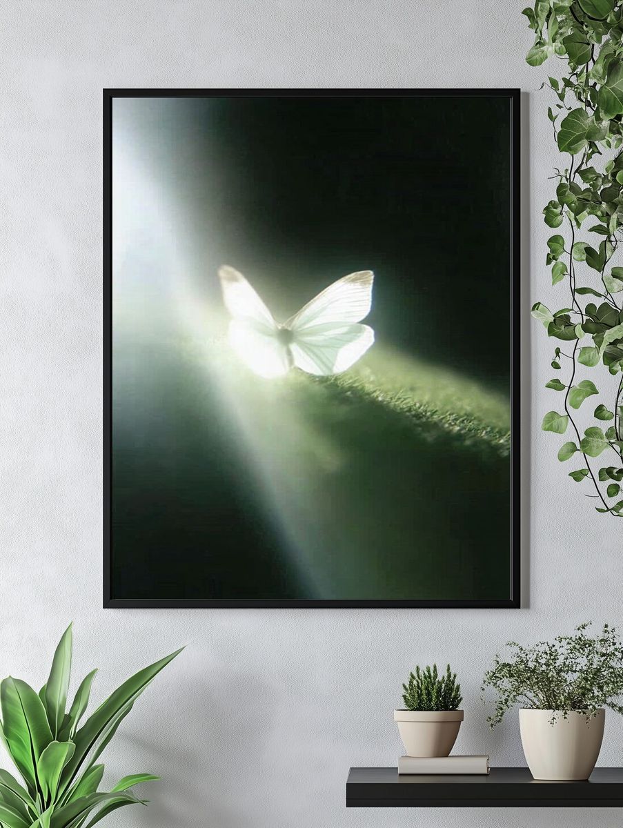 Butterfly Lightbeam Photography Poster. — room view 4