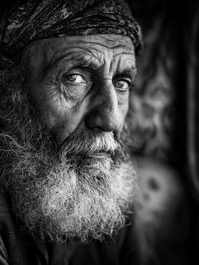 Elderly Man Portrait Black-White Poster.