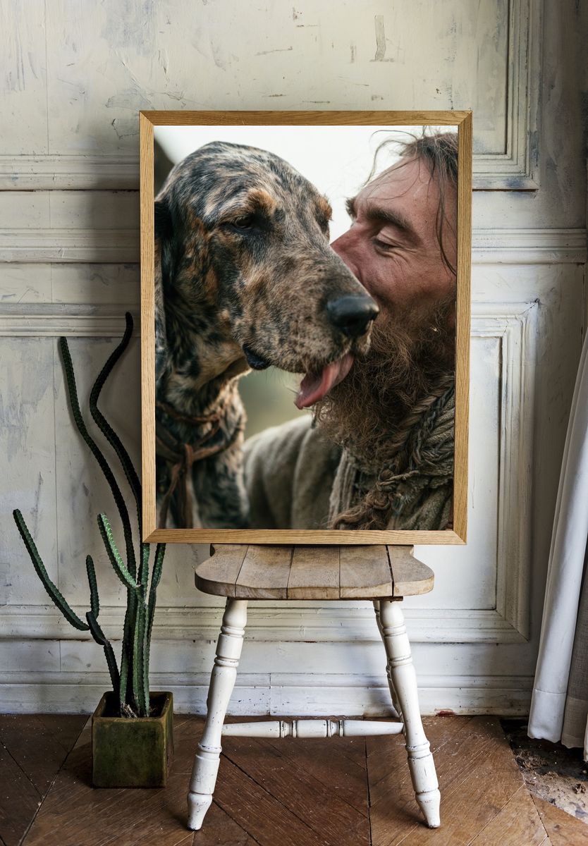 Man and Dog Portrait Poster. room preview