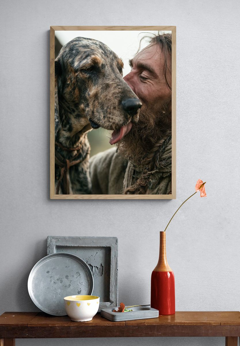Man and Dog Portrait Poster. — room view 3