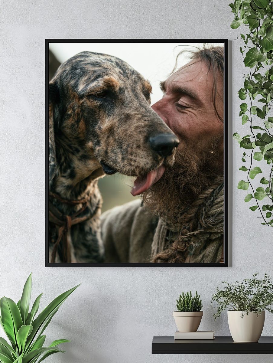 Man and Dog Portrait Poster. — room view 4