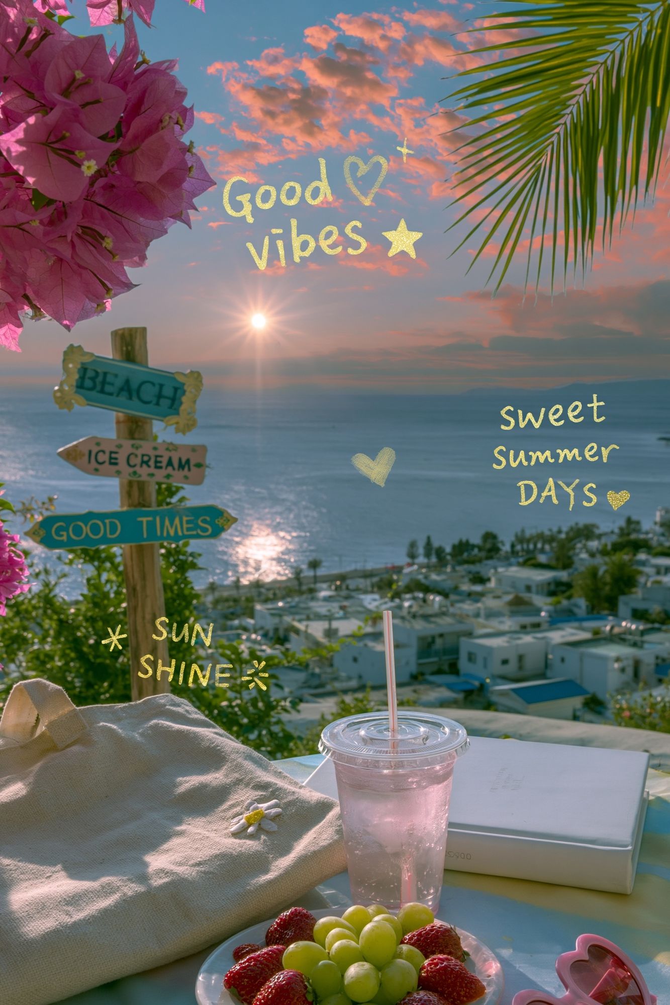 Good Vibes Beach Sunset Poster. poster — photography art