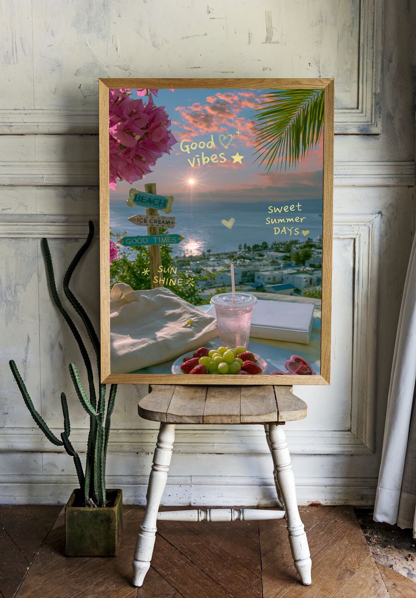 Good Vibes Beach Sunset Poster. — room view 1