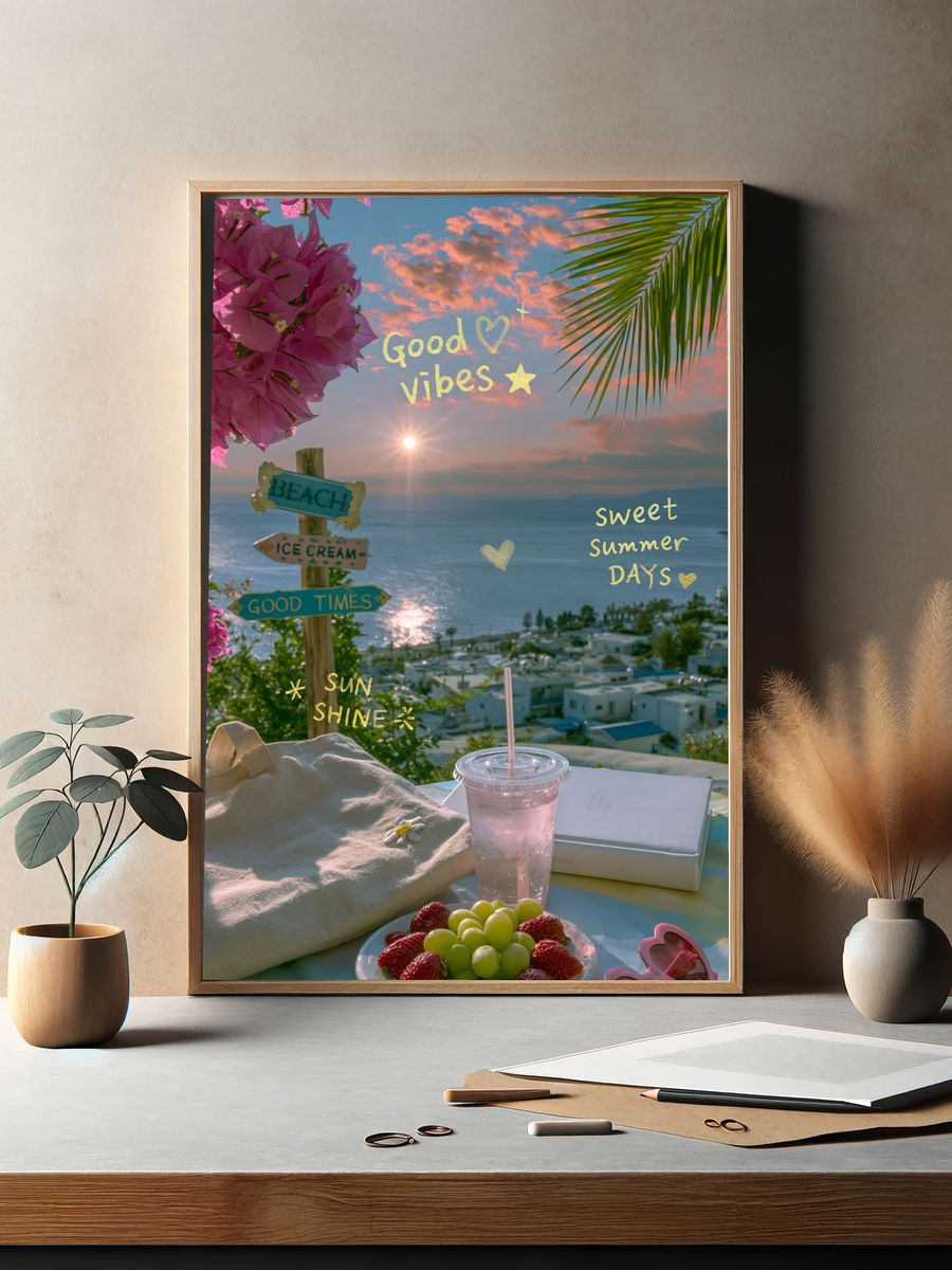 Good Vibes Beach Sunset Poster. — room view 2