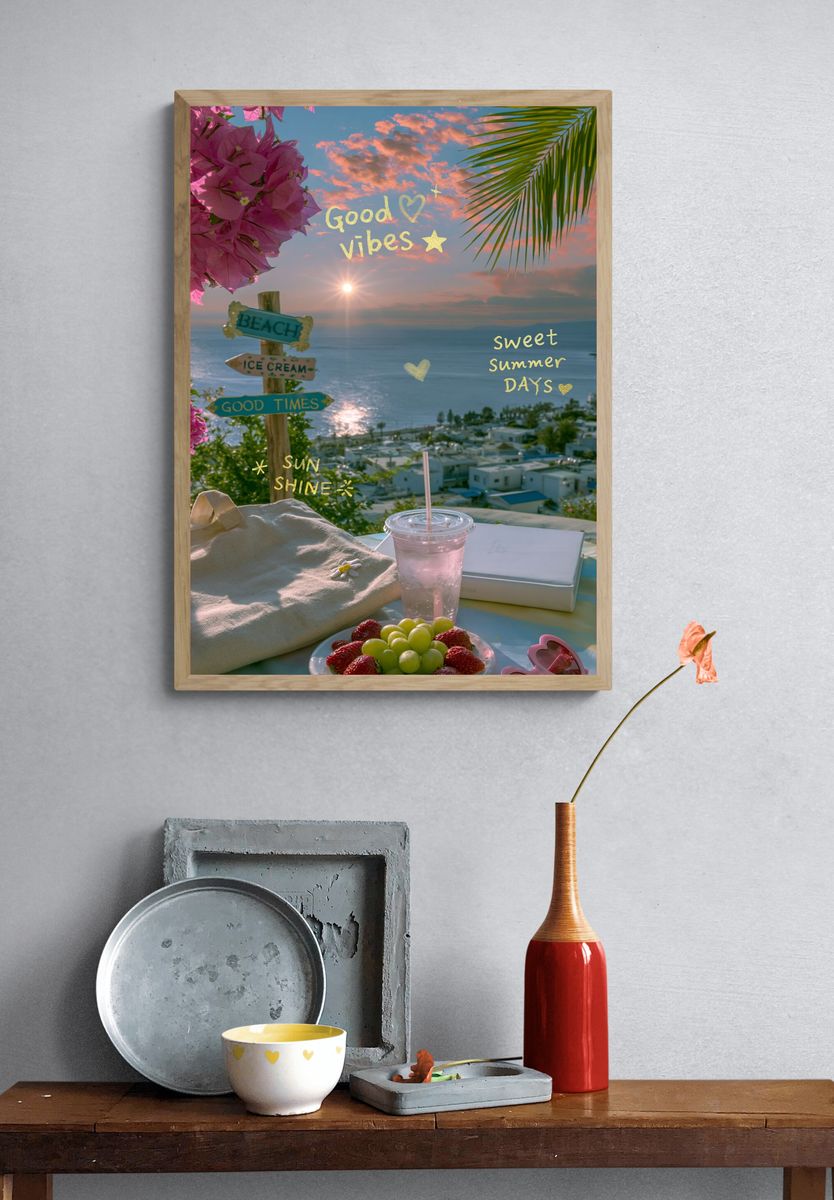 Good Vibes Beach Sunset Poster. — room view 3