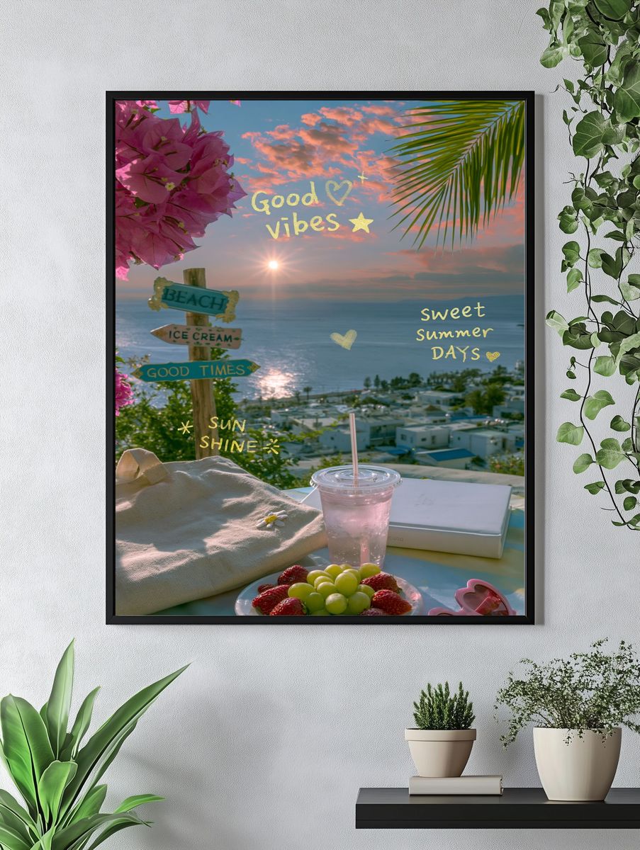 Good Vibes Beach Sunset Poster. — room view 4
