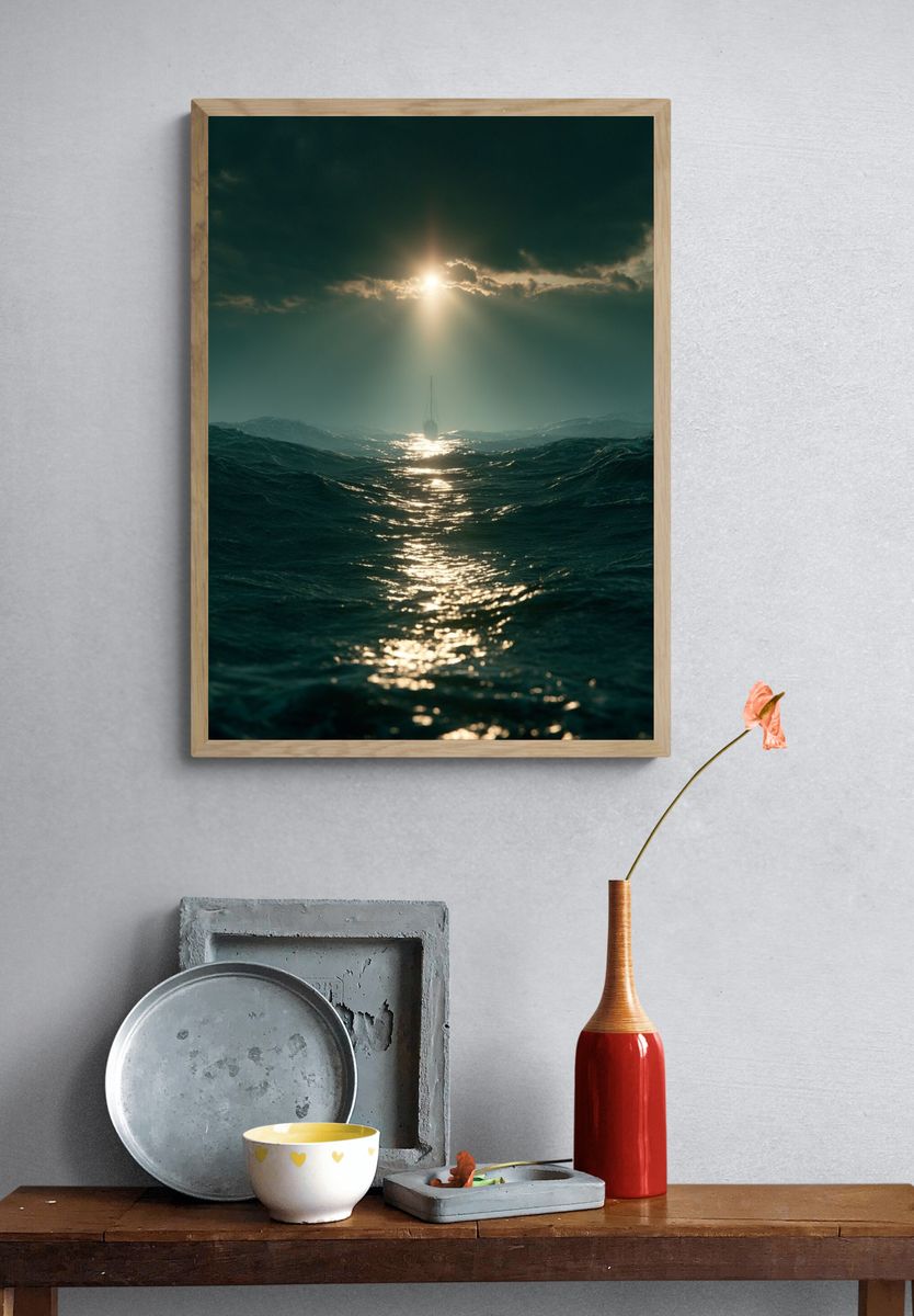 Stormy Sea Horizon Photography Poster. — room view 3