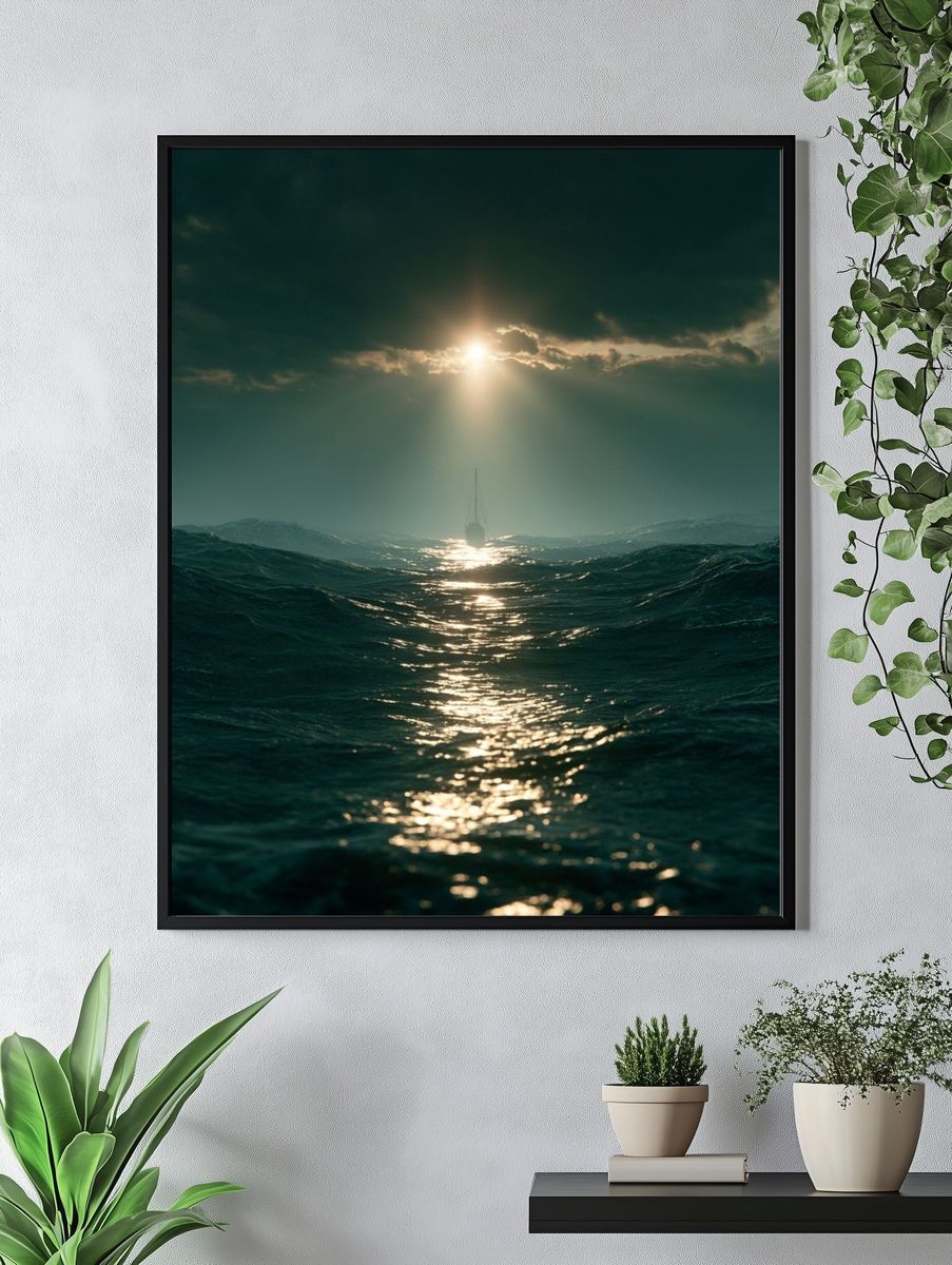 Stormy Sea Horizon Photography Poster. — room view 4