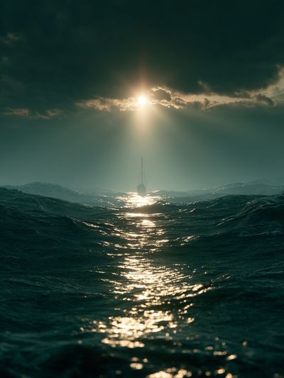 Stormy Sea Horizon Photography Poster.