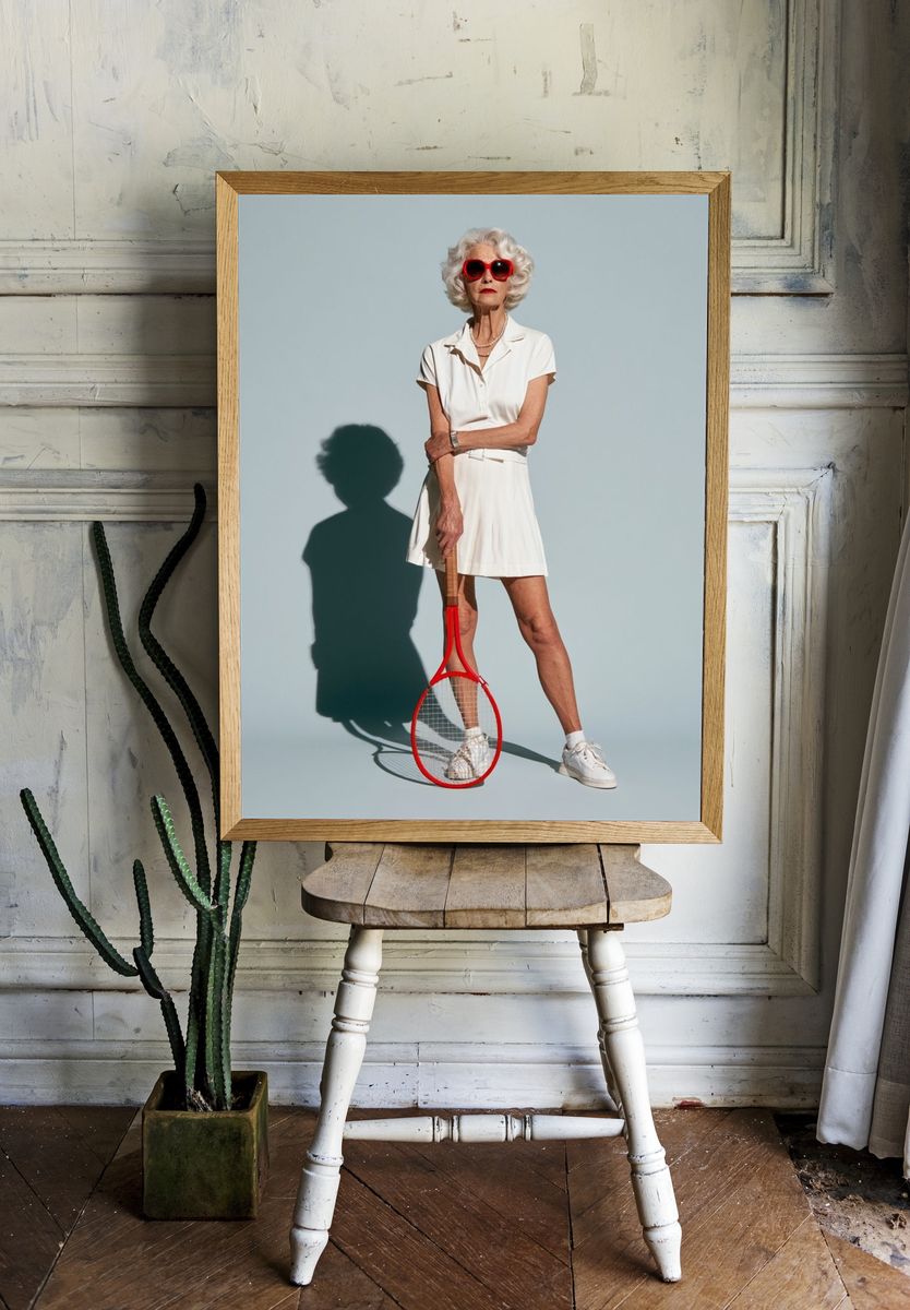 Stylish Tennis Portrait Poster. room preview