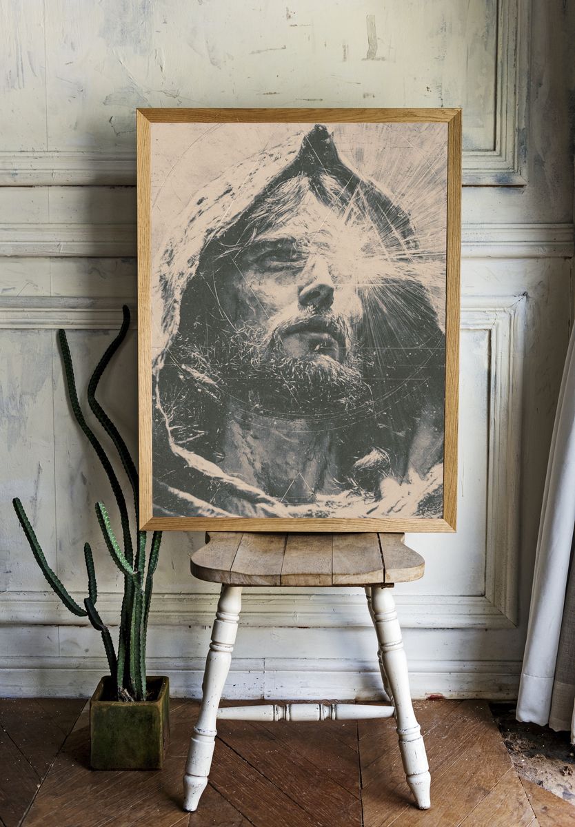 Bearded Man Portrait Print. — room view 1