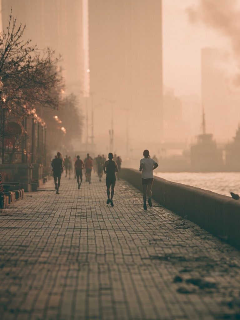 Sunset Riverside Runners Photography Poster. poster detail