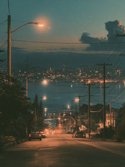 Neon Coastal Street Photography Poster.