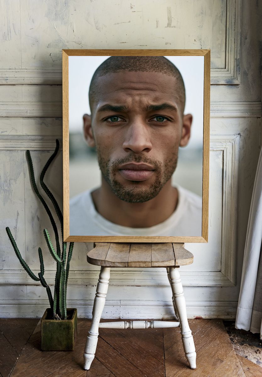 Intense Male Portrait Photography Poster. room preview