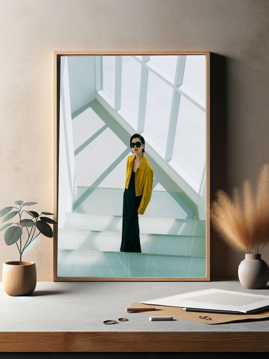 Modern Fashion Staircase Photography Poster. — room view 2