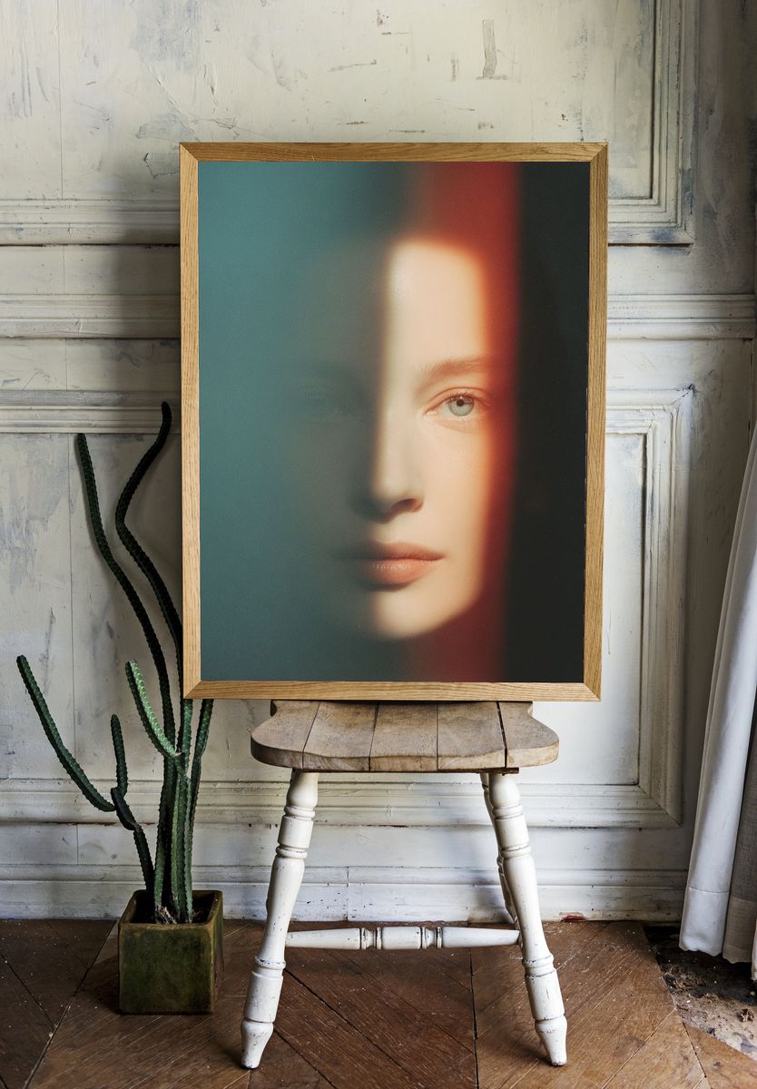 Half-Lit Portrait Photography Poster. — room view 1