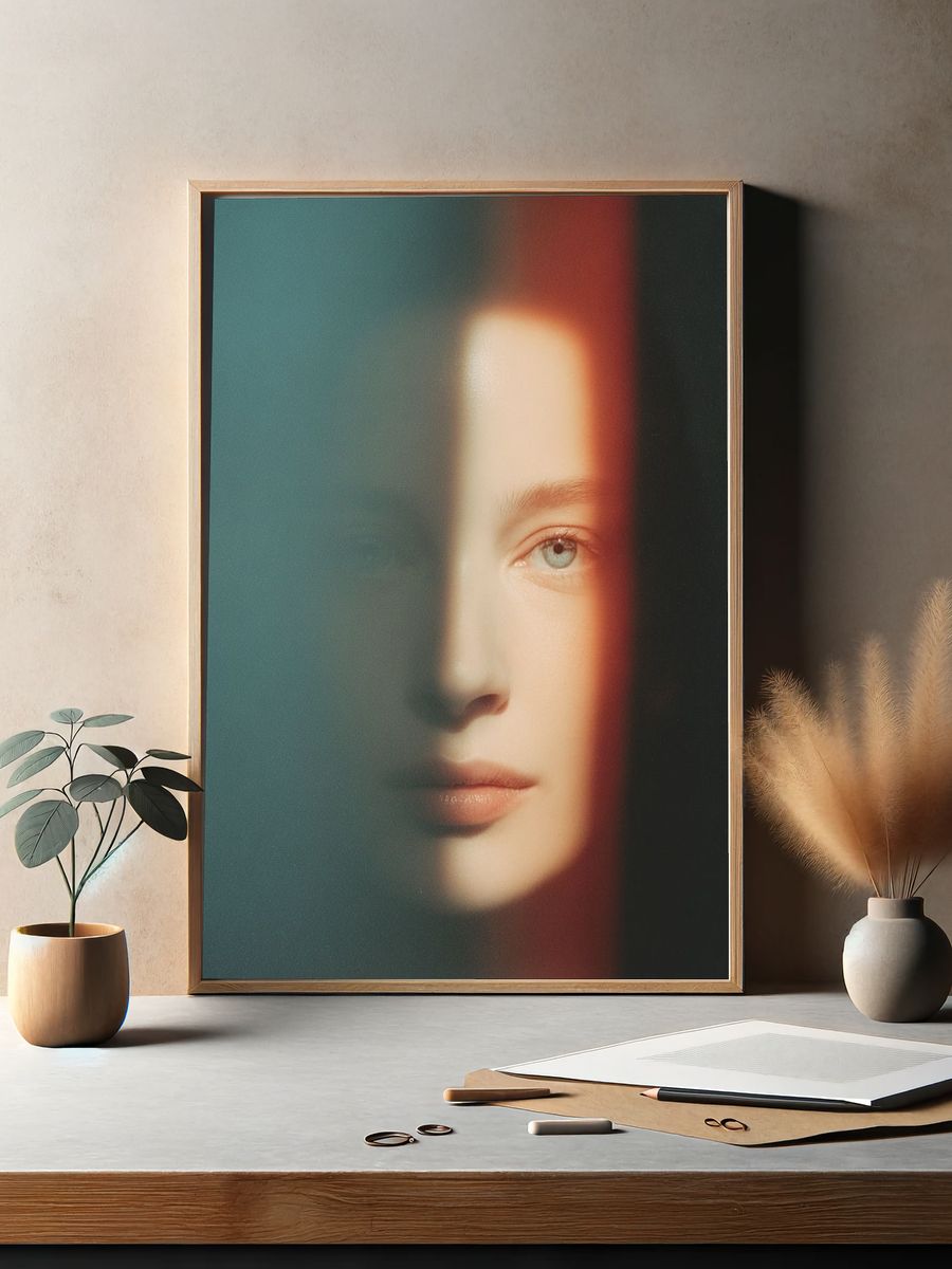 Half-Lit Portrait Photography Poster. — room view 2