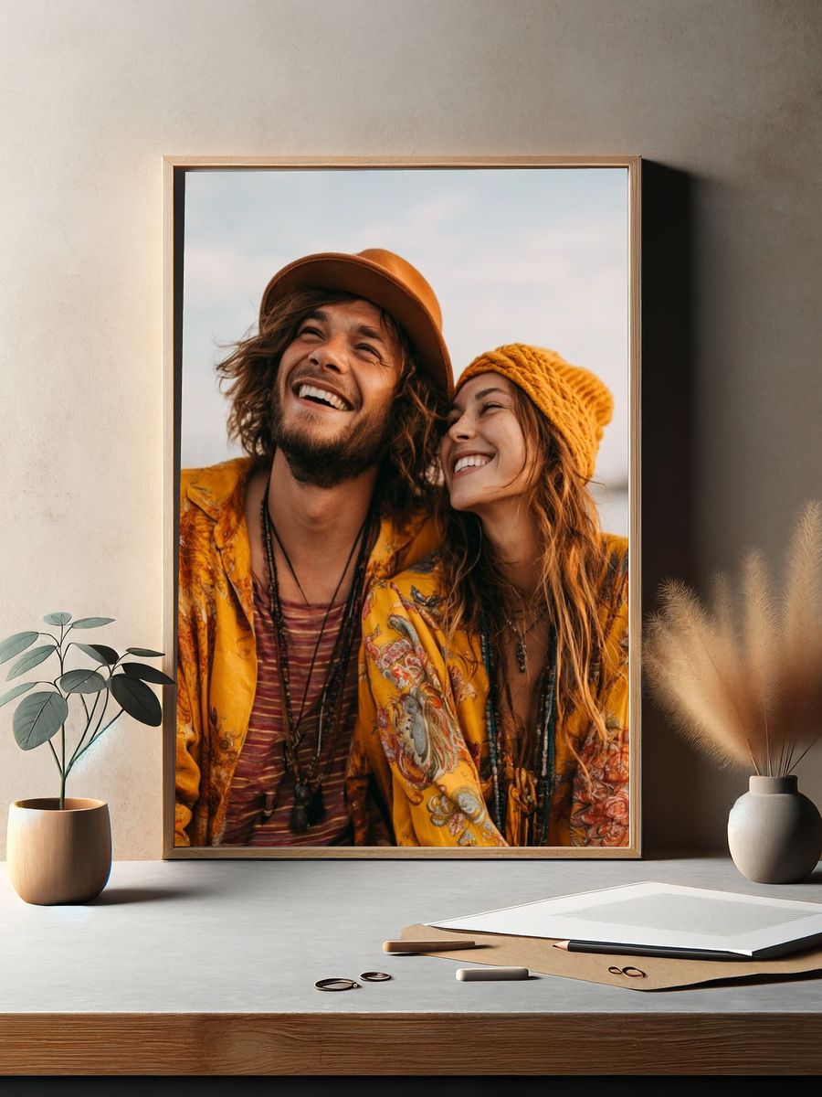 Boho Couple Portrait Photography Poster. — room view 2