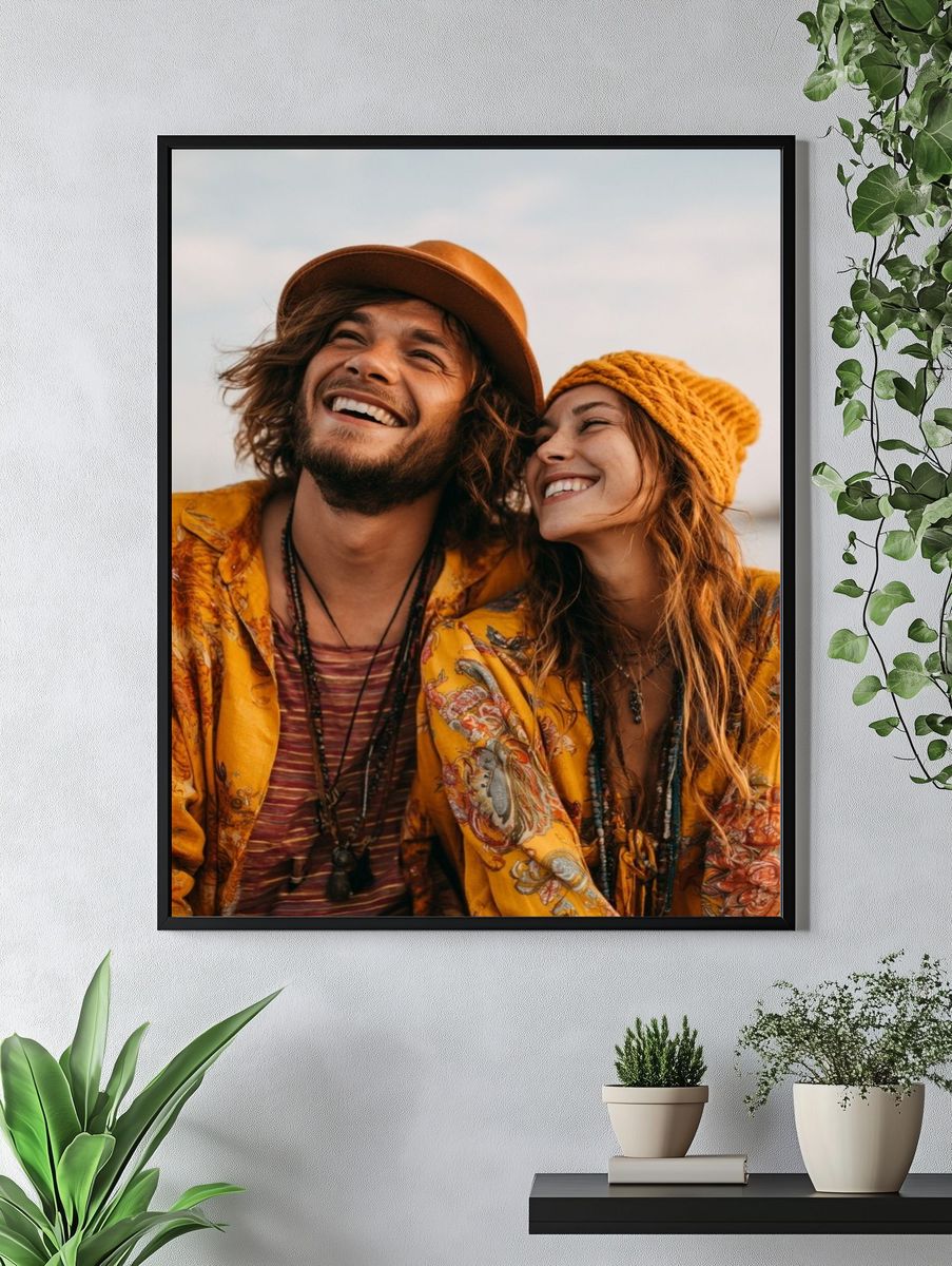 Boho Couple Portrait Photography Poster. — room view 4
