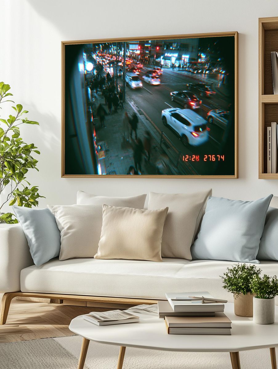 Neon City Street Photography Poster. — room view 2