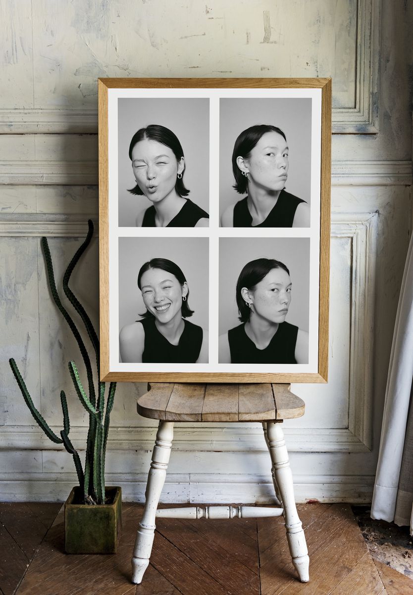 Monochrome Portrait Grid Poster. room preview