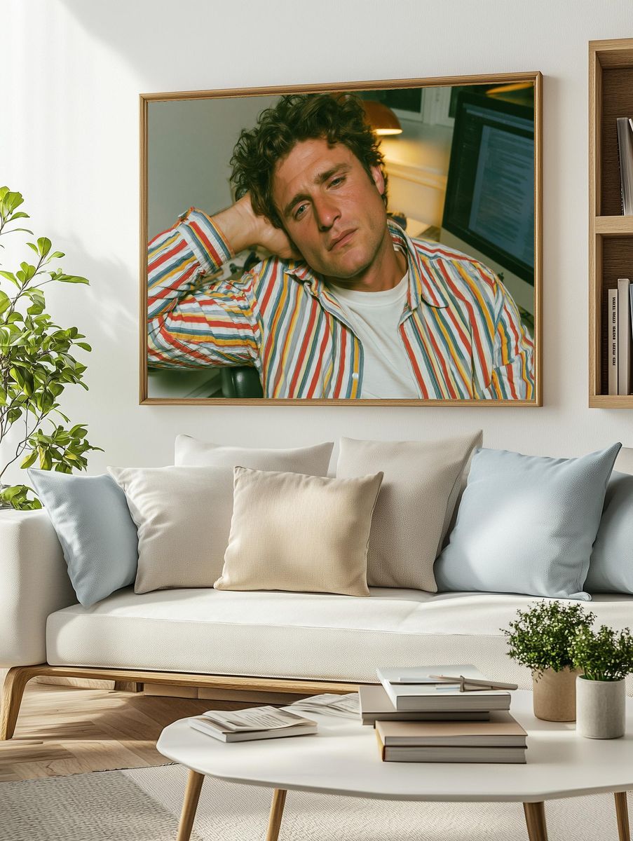 Thoughtful Man Portrait Photography Poster. — room view 2