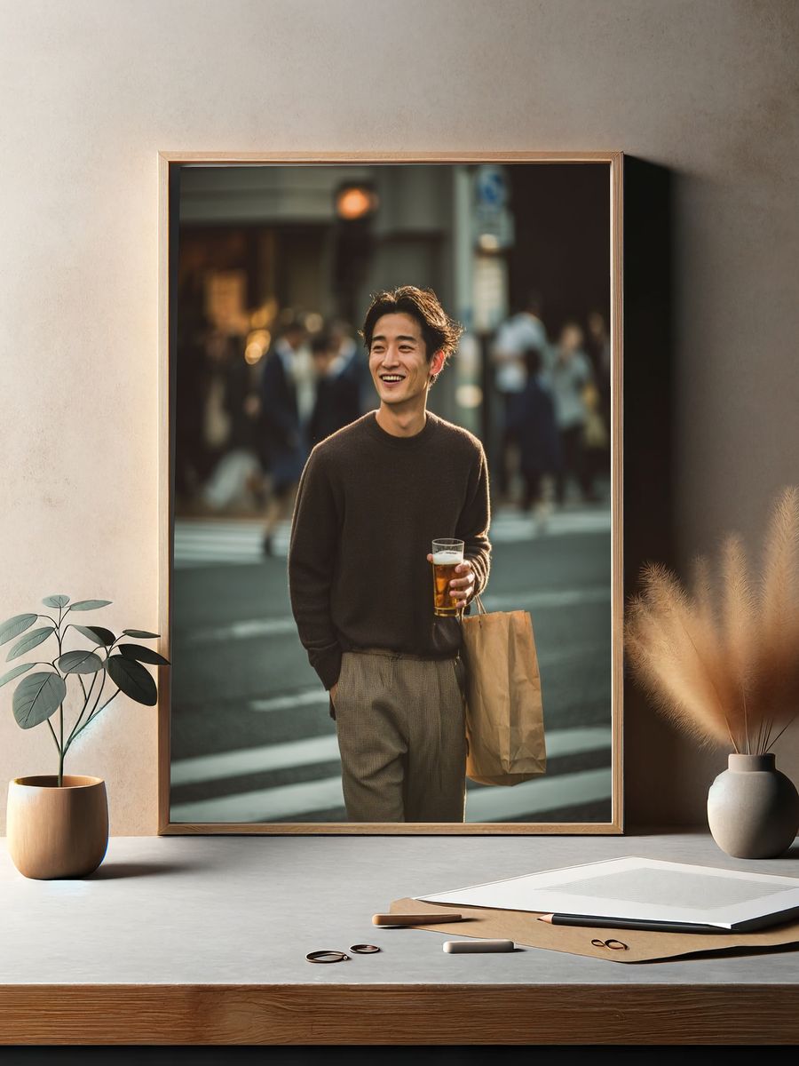 Smiling City Street Portrait Poster. — room view 2
