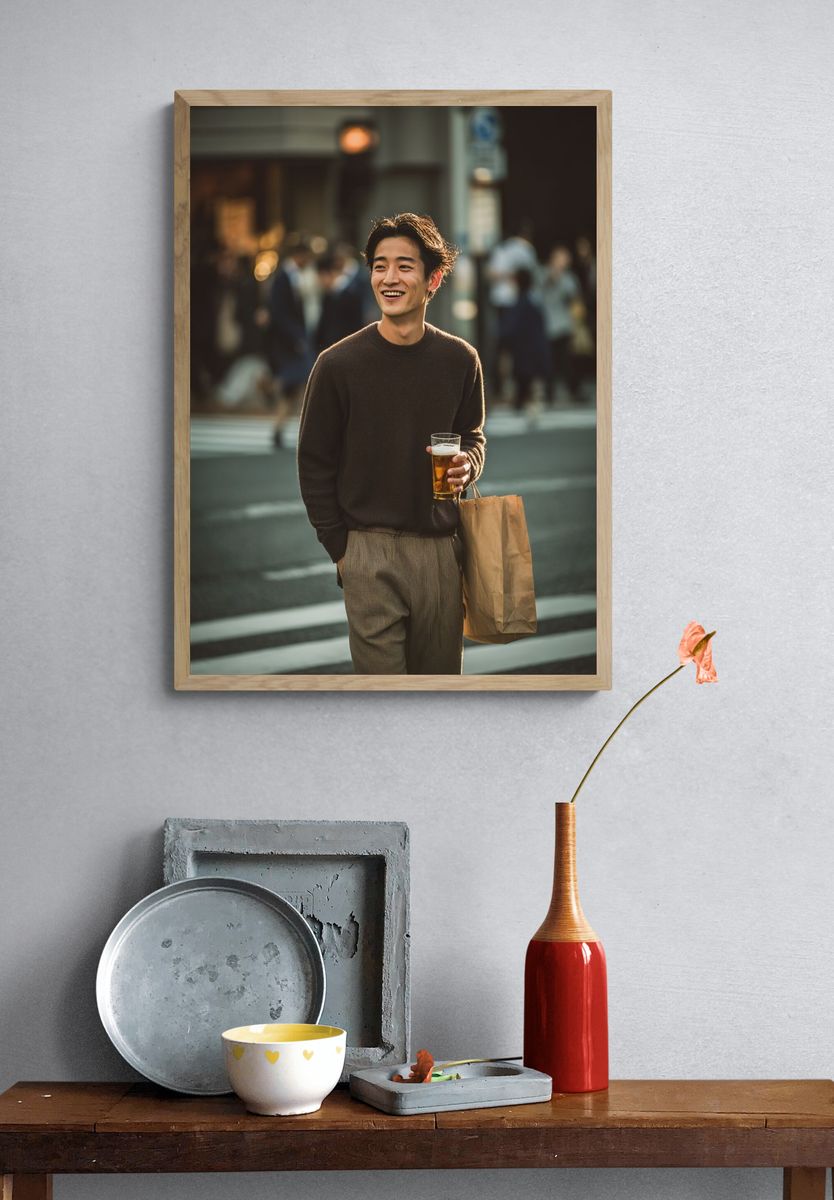 Smiling City Street Portrait Poster. — room view 3