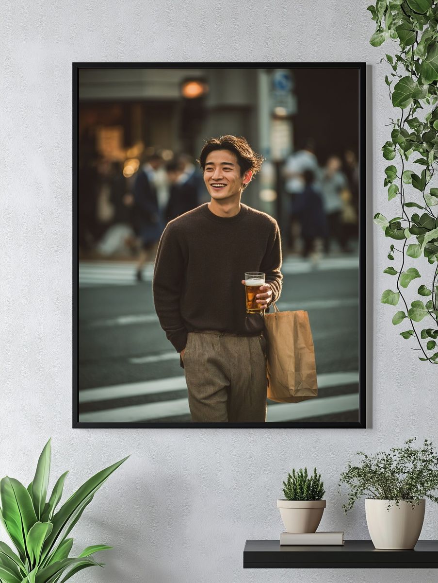 Smiling City Street Portrait Poster. — room view 4