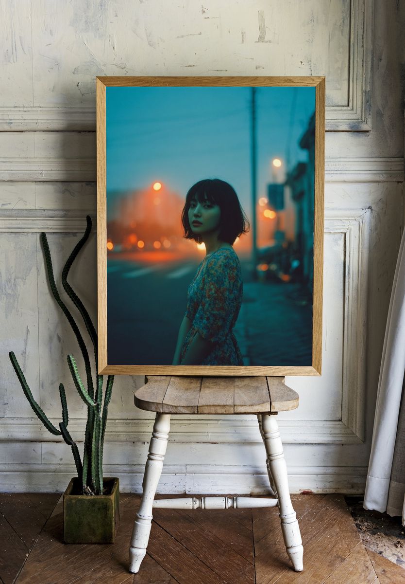 Moody Street Portrait Photography Poster. — room view 1