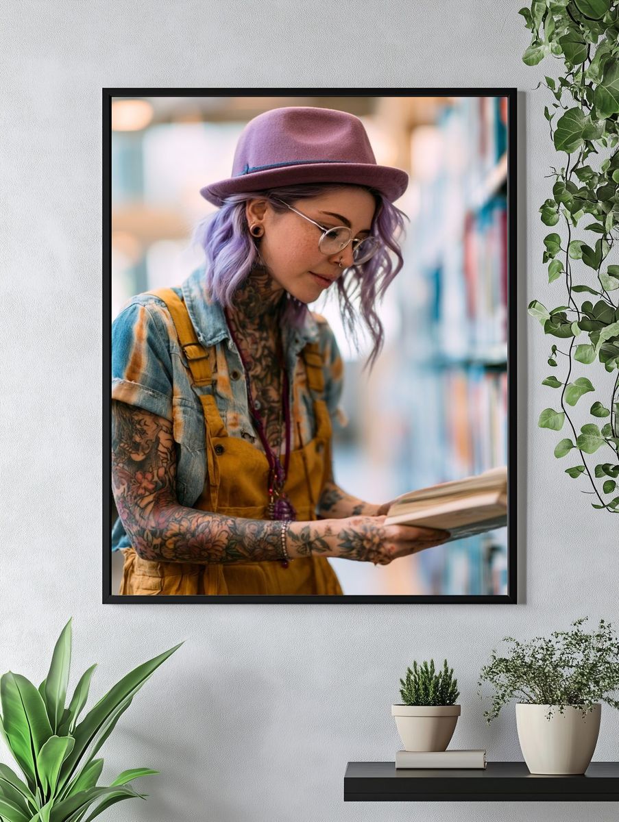 Tattooed Reader Portrait Print. — room view 4