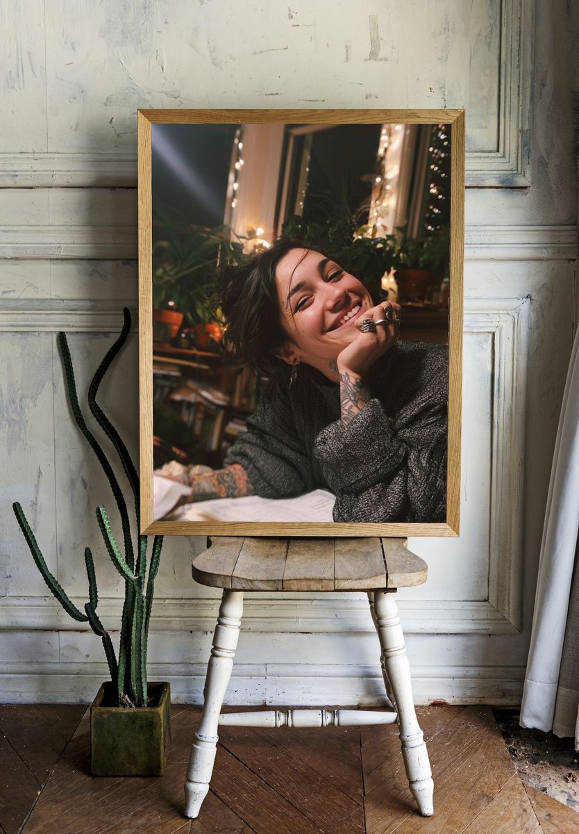 Smiling Woman Portrait Print. room preview