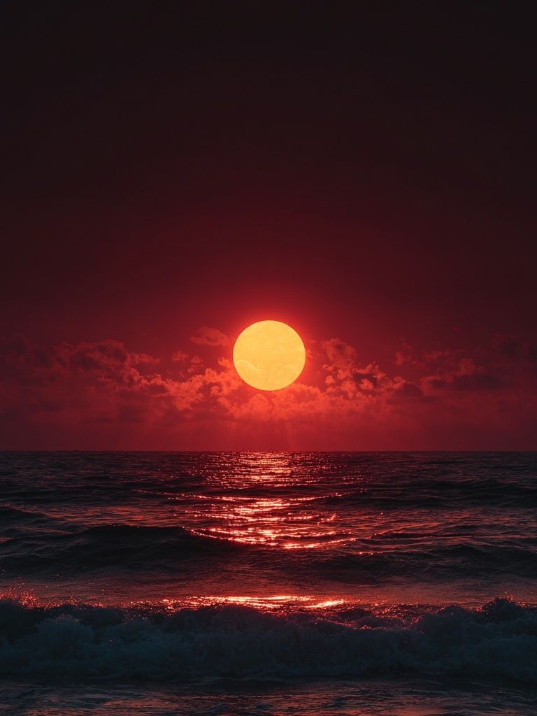Crimson Ocean Sunset Photography Poster. poster detail