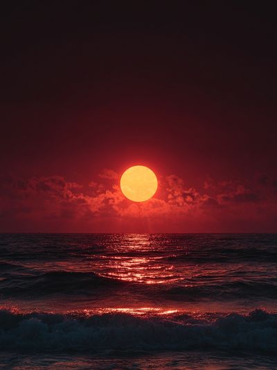 Crimson Ocean Sunset Photography Poster. poster print