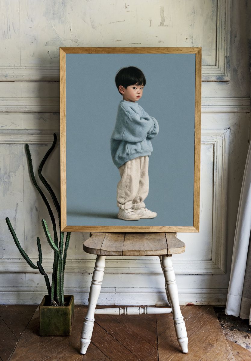 Minimalist Child Portrait Poster. room preview