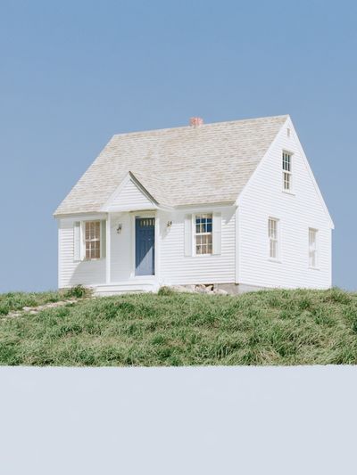 White Cottage on the Hill Poster. poster