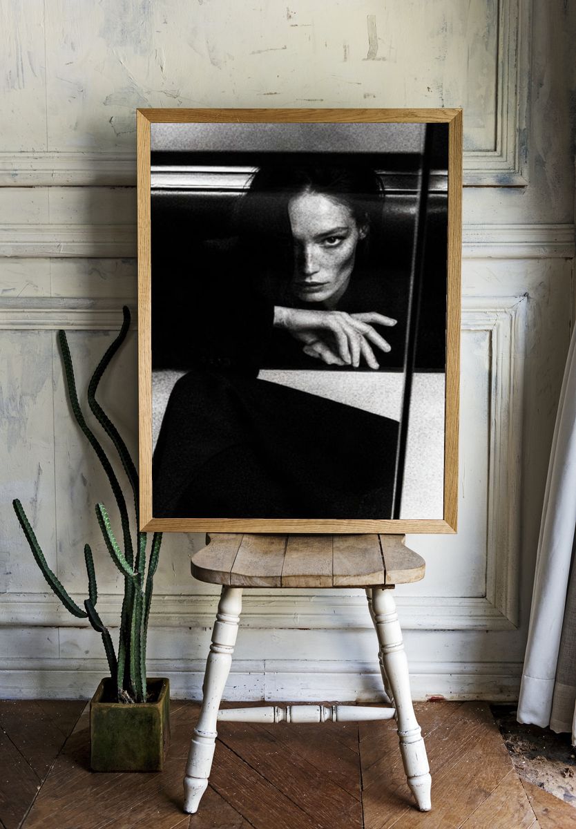 Moody Black and White Portrait Poster. — room view 1