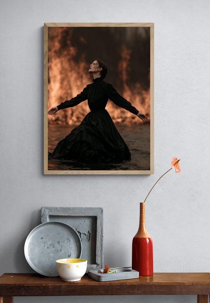 Woman in Fire — Photography Print. — room view 3