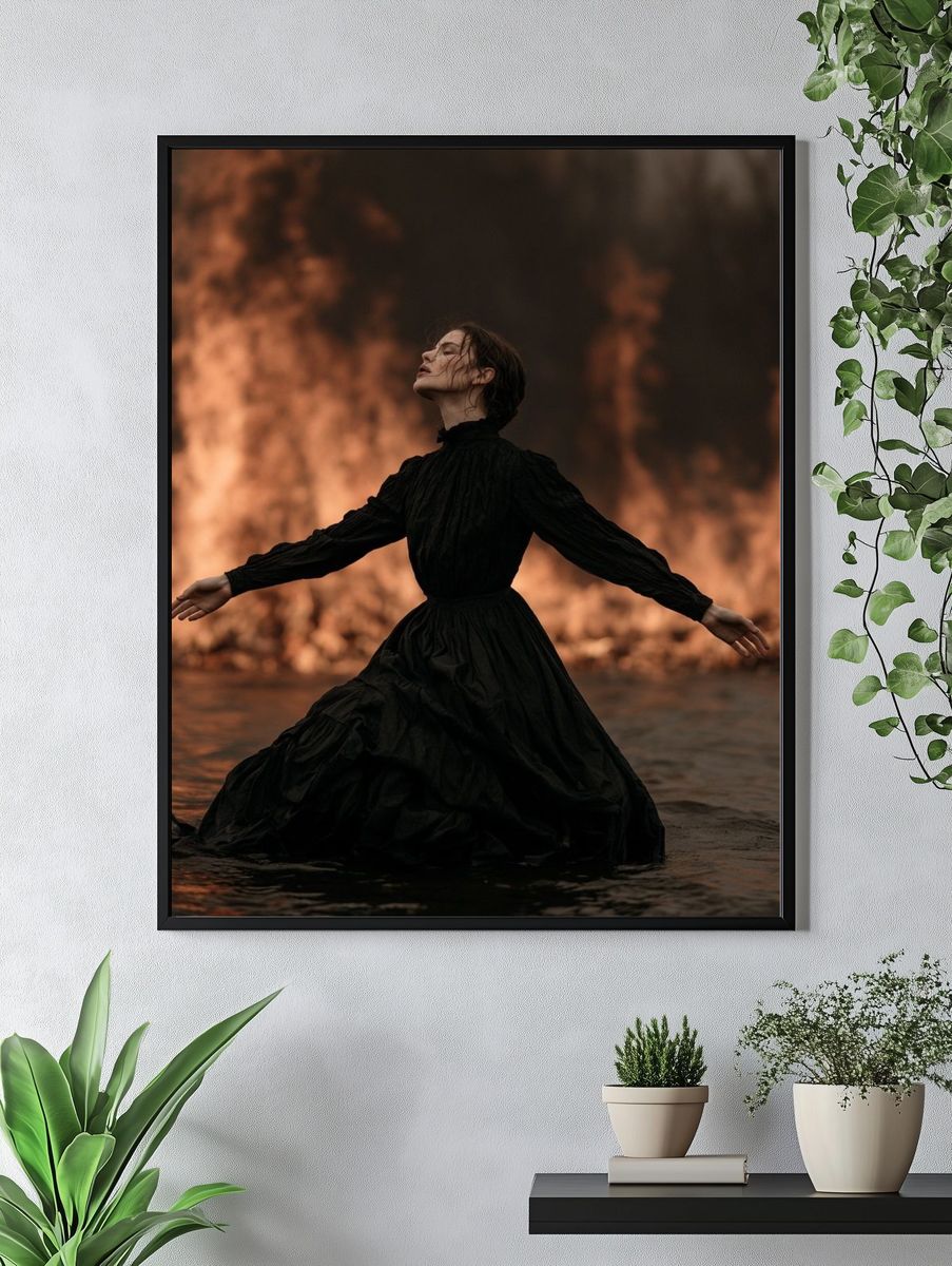 Woman in Fire — Photography Print. — room view 4