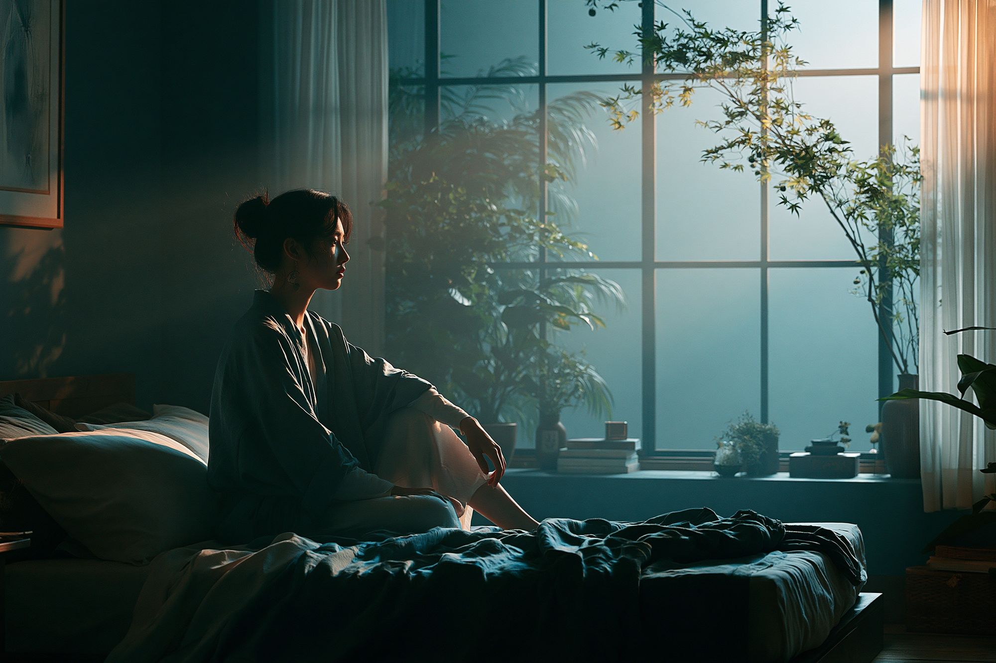 Serene Bedroom Portrait Print. poster detail