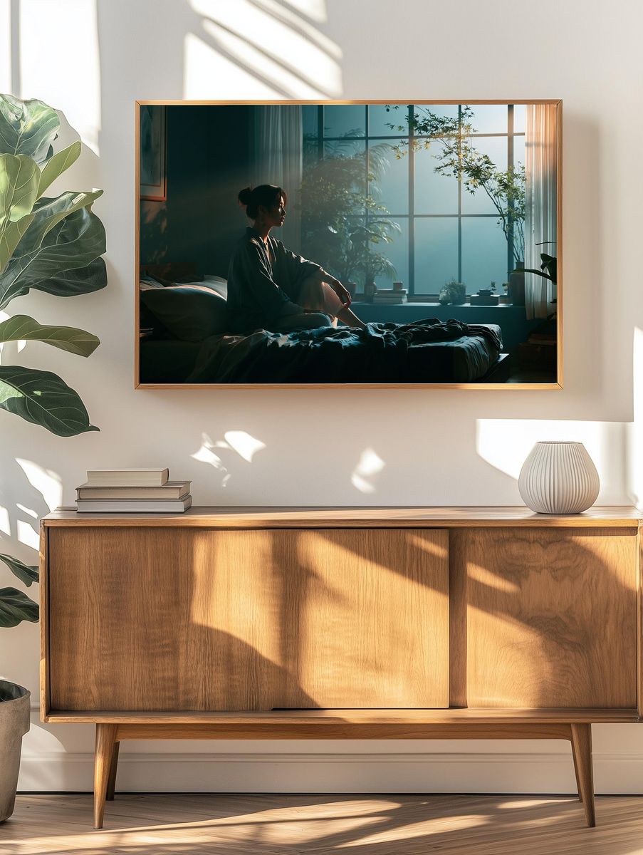 Serene Bedroom Portrait Print. — room view 3