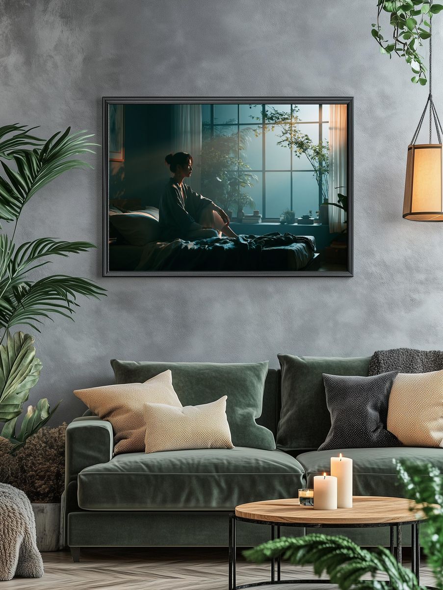Serene Bedroom Portrait Print. — room view 4