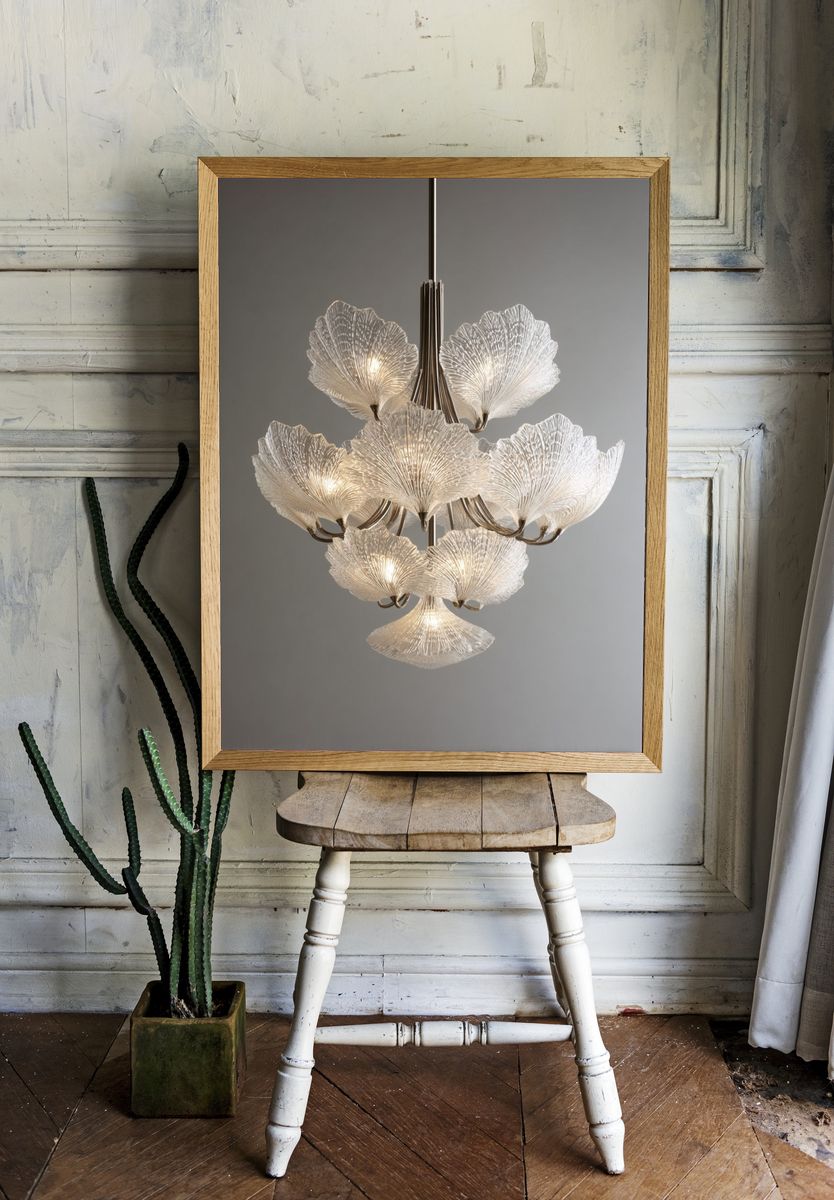 Glass Petal Chandelier Photography Poster. — room view 1
