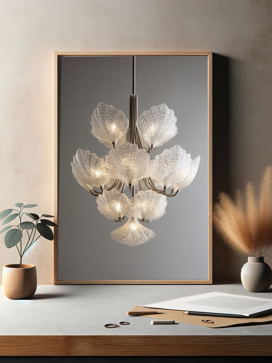 Glass Petal Chandelier Photography Poster. — room view 2
