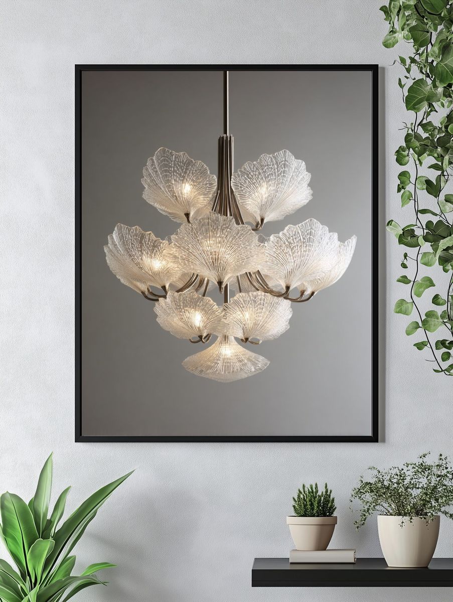 Glass Petal Chandelier Photography Poster. — room view 4
