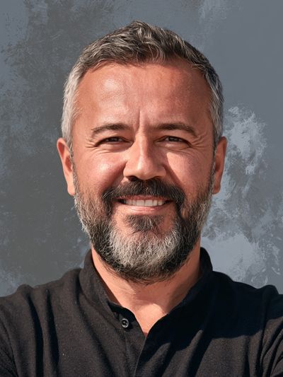 Smiling Bearded Man Portrait Print. poster