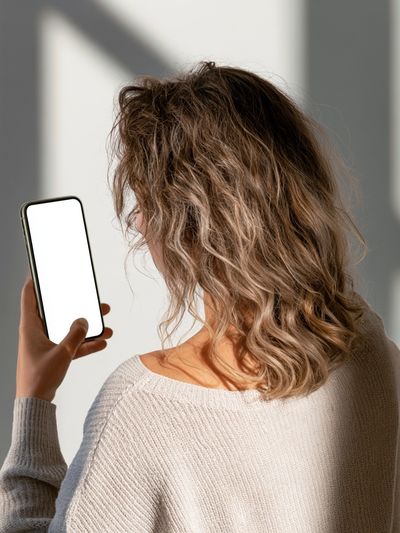 Woman Holding Phone Photography Poster.